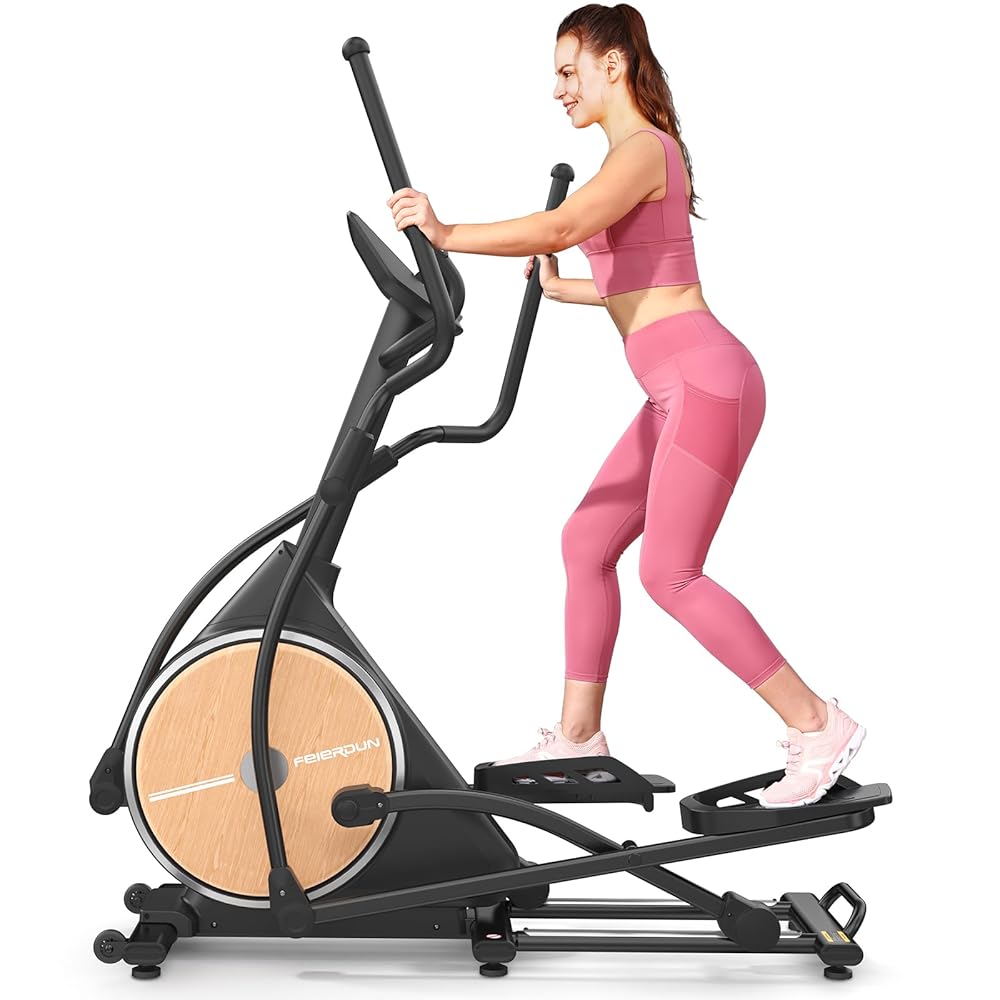FEIERDUN Elliptical Machine, Cross Trainer for Home Use with Hyper-Quiet Electromagnetic Front Driving System, 32 Resistance Levels, 20IN Stride, 400LBS Weight Capacity, Black FEIERDUN Elliptical Machine, Cross Trainer for Home Use with Hyper-Quiet Electromagnetic Front Driving System, 32 Resistance Levels, 20IN Stride, 400LBS Weight Capacity, Black