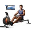 FEIERDUN Rowing Machine for Home use, Magetic Rower with APP, Row Machine with 350LBS Loading Capacity, Rower Machine with Dual Slide Rail