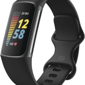 Fitbit Charge 5 Advanced Health & Fitness Tracker with Built-in GPS, Stress Management Tools, Sleep Tracking, 24/7 Heart Rate and More, Black/Graphite, One Size (S &L Bands...