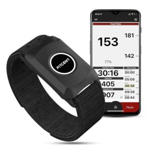 FITCENT Heart Rate Monitor Armband with Blutooth ANT+, Optical Armband Heart Rate Monitor, HRM Arm Band for Peloton IFit Strava Wahoo Zwift Garmin Watch