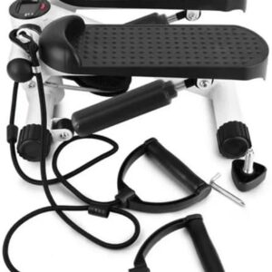 Fitness Step Air Stair Climber Stepper Exercise Machine New Equipment with Resistance Bands and LCD Monitor Without Battery, White, A0011