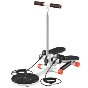 Fitness Steppers Home Mini Stepper, Exercise Stepper Machine with Adjustable Twist Table, LCD Monitor, Mini Stair Steppers with Handle Bar, Double Person Stair Stepper Machine
