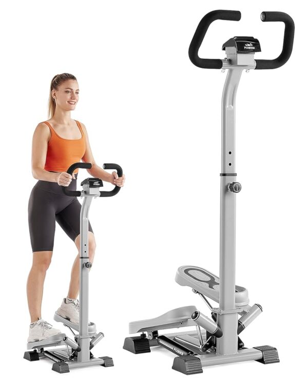 FLYBIRD Stepper for Exercises, Stair Stepper with Handlebar, Twist Stepper for Leg Workout, 330LB Weight Capacity, Low-Impact Home Cardio Machine Suitable for Beginners Gray