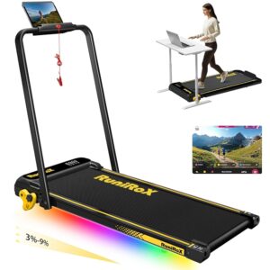 Foldable Treadmill with Incline, Walking Pad with Handle Bar, Portable Treadmill for Home Office, Under Desk Treadmill with LED Display and APP