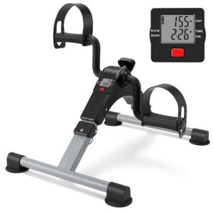 Folding Exercise Bike Pedal Exerciser Portable Desk Bike with LCD Display for Arms and Legs Workout