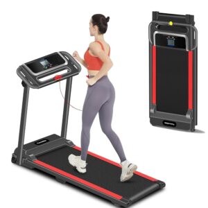 Folding Treadmill, 3.0 HP Foldable Portable Treadmills for Home Small Compact Treadmill 300 LBS Capacity with 12 Preset Programs LED Display Walking Running Treadmills for Office