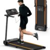 Folding Treadmill, Under Desk Treadmills for Home with 2.25HP, 12 HIIT Modes, Compact Small Treadmill for Home Office, Space Saving with Large Running Area, LCD Display