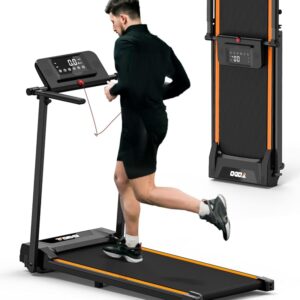 Folding Treadmill, Under Desk Treadmills for Home with 2.25HP, 12 HIIT Modes, Compact Small Treadmill for Home Office, Space Saving with Large Running Area, LCD Display