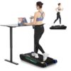 FUNMILY Smallest Walking Pad with Incline, 2 in 1 Under Desk Treadmill for Home Office, Mini Compact Treadmill, 2.5 HP Walking Treadmill 300lbs Weight Capacity, Lighting Design