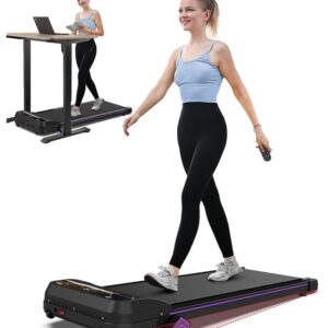 FYC Walking Pad Under Desk Treadmill with Incline, 2 in 1 Portable Treadmill with Bluetooth & Remote Control Running Machine for Home and Office Use