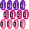 Geyoga 12 Pcs Pedometer for Walking Steps and Miles Pedometer Watch Silicone Steps Tracker Running Pedometer Bracelet Ankle Step Counter for Calorie Burning and Step Counting