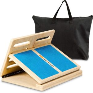 Goplus Slant Board, 4-Level Adjustable Wooden Incline Stretch Board, with Rotary Hinge & Anti-Skid Surface, 350lbs Weight Capacity, Safe & Stable Incline Training Board
