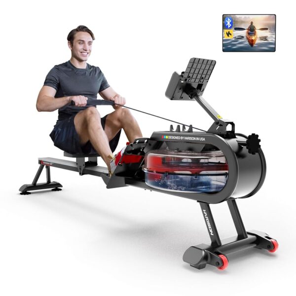 HARISON Water Rowing Machine for Home Use, Rower Machine for Home Workout with Tablet Holder and Comfortable Seat, 350LBS Weight Capacity