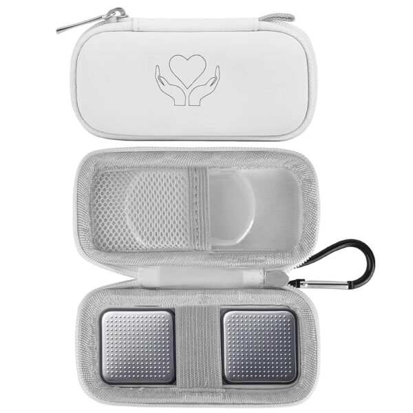 Heart Rate Monitor Case KardiaMobile EKG Monitor 1L 6L with Pill Case, Portable Hard EVA Kardia Mobile Heart Monitor Case with Climbing Clip, White Protective Organizer Case