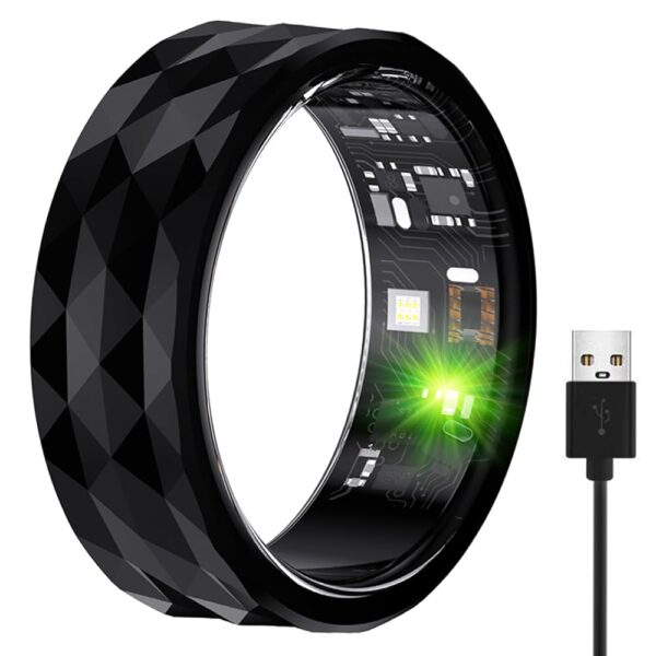 HitTopss Smart Ring, Fitness Tracking Smart Ring with Calories/Heart Rate/Blood Oxygen/Sleep Monitoring, IP68 Waterproof, No APP Subscription for iOS/Android (Black, 9#)