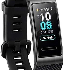 HUAWEI Sport Bracelet, Band 3 Pro GPS Smart Band Metal Amoled 0.95' Full Color Touchscreen Swim Stroke Heart Rate Sensor Sleep Bracelet(Black)