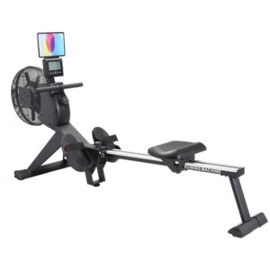 Indoor Foldable Rowing Machine with Tall Legs - LCD Monitor, Device Tablet Holder, Easy Storage for Home Use with Seat Cushion