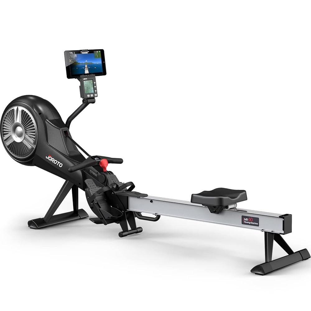 JOROTO Rowing Machine, Air Magnetic Foldable Rowing Machines for Home Use, Rower Machine with 49.5" Rail, Backlit Monitor, Bluetooth, App Supported, Tablet Holder JOROTO Rowing Machine, Air Magnetic Foldable Rowing Machines for Home Use, Rower Machine with 49.5" Rail, Backlit Monitor, Bluetooth, App Supported, Tablet Holder