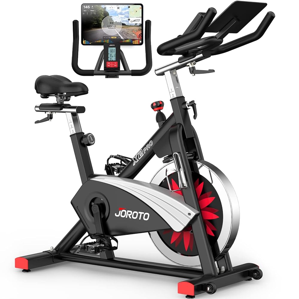 JOROTO X2|X2PRO Exercise Bike, X4S Bluetooth Stationary Indoor Cycling Bike with Readable 100 Levels Magnetic Resistance, Plus 12.6 inch Tablet Bracket Exercise Bikes for Home JOROTO X2|X2PRO Exercise Bike, X4S Bluetooth Stationary Indoor Cycling Bike with Readable 100 Levels Magnetic Resistance, Plus 12.6 inch Tablet Bracket Exercise Bikes for Home