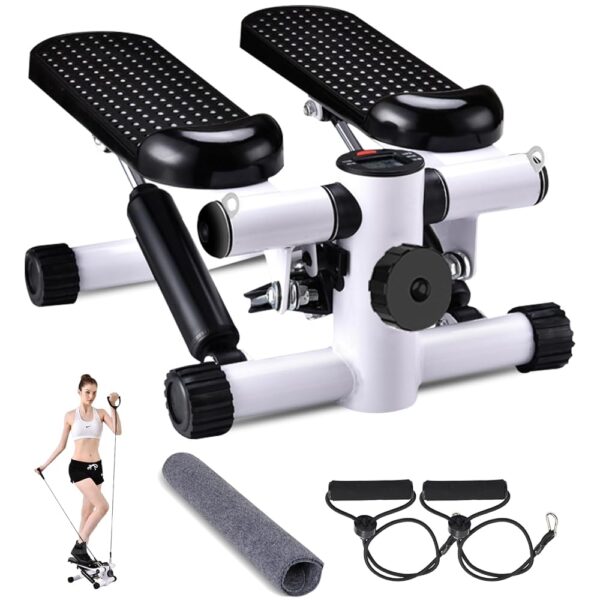 JUMPMKT Steppers for Exercise at Home,Adjustable Height Mini Stepper with Resistance Bands,Hydraulic Fitness Stair Stepper with LCD Monitor, Exercise Equipment for Full Body...