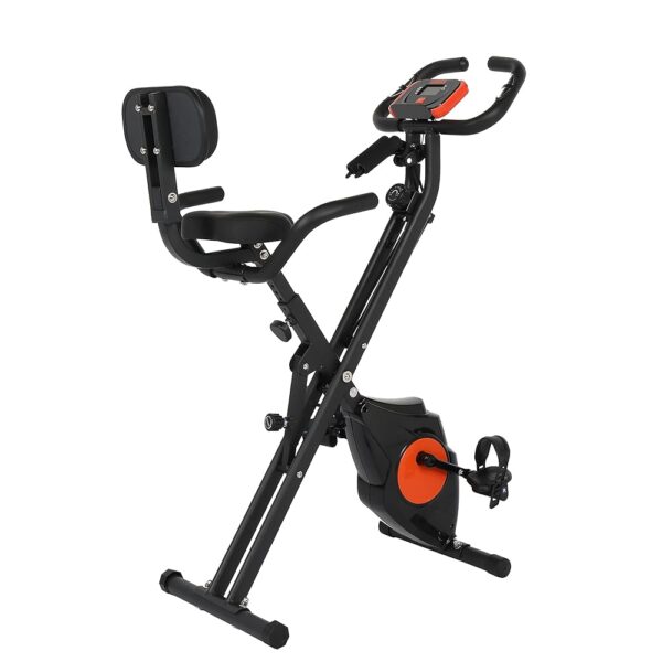 Ktaxon 3 In 1 Folding Exercise Bike, Foldable Stationary Bike with Arm Workout, Backrest & Cushy Seat, 8 Levels of Magnetic Resistance Portable Indoor Fitness Bikes for Men, Women