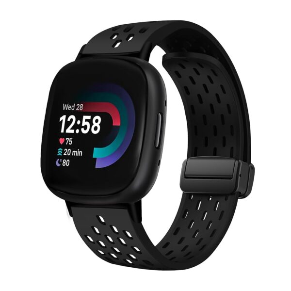 Magnetic Anti Sweat Sport Band Compatible for Fitbit Sense 2/Fitbit Versa 4/Fitbit Sense/Fitbit Versa 3, Waterproof Breathable Soft Silicone Bands for Men Women