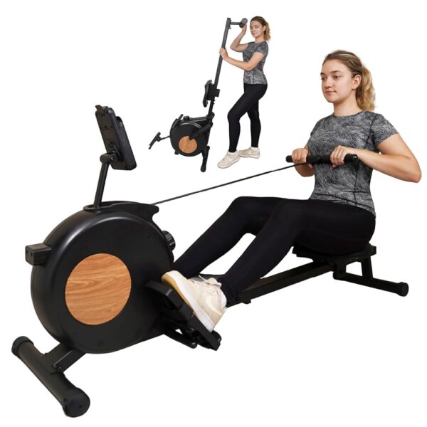 Magnetic Exercise Rowing Machine 265LB Weight Capacity - Foldable Rower Machine for Home Use, 16 Levels of Quiet Resistance, Dual Slide Rail with Tablet Holder and Comfortable...
