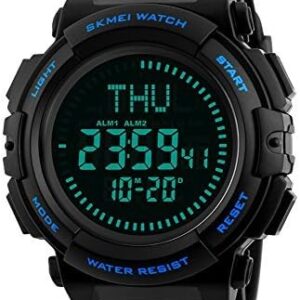 Men’s Military Sports Digital Watch with Survival Compass 50M Waterproof Countdown 3 Alarm Stopwatch