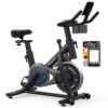 MERACH Exercise Bike, Brake Pad Stationary Bike with Exclusive App, Indoor Cycling Bike with 270lbs Weight Capacity, Low Noise and Free Fitness Courses