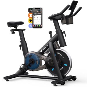 MERACH Exercise Bike, Brake Pad Stationary Bike with Exclusive App, Low Noise Indoor Cycling Bike with 270lbs Weight Capacity, Tablet Mount and Fitness Courses for Weight Loss