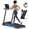 MERACH Foldable Treadmill with Incline, 7.5MPH Quiet Treadmills for Home with Double Deck Technology, 4 Silicone Shock Cushion, Heart Rate Monitoring,16.5" Wider Belt, APP, LED...