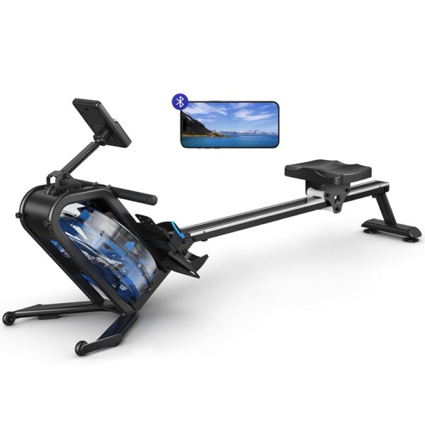 MERACH Water Rowing Machine, 45° Incline Enhanced Resistance, 15L Large Water Tank Rower Machine, Backlit Large Screen Monitor, Comes with an Electric Water Pump, Maximum Weight...