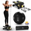 Mini Exercise Stepper Set - Twist Mini Stepper with Resistance Bands, Yoga Ball, Foot Pump & Foam Roller - Foot Stepper Workout for Full Body, Portable Steppers for Exercise at...