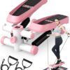 Mini Exercise Stepper, Stair Stepper with Resistance Bands, Stepper Exercise Machine with LCD Display for Home Workout (Pink) (Pink)