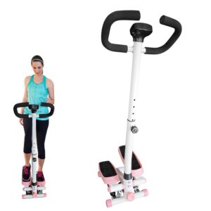 Mini Stair Exercise Stepper Machine: Adjustable Height Twist Stepper with Handlebar for Home Gym - Cardio Thigh Booty Full Body Fitness Machine 330LB Weight Capacity