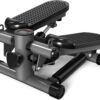 Mini Stair Stepper for Home Exercise, Weight Capacity 300 LBS, with Digital Display and Resistance Bands, Grey