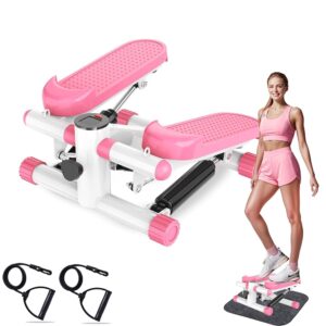 Mini Stair Steppers with Resistance Bands: Twist Workout Equipment for Exercise at Home - Cardio Stepping Machine with 330lbs Weight Capacity - Women Fitness Step Climber with...