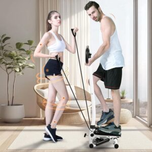 Mini Stepper for Exercise, Twist Stair Stepper 220LBS Weight Capacity,Stepper Machine Home Workout Equipment, Space Saving Stair Climber, Height Adjustment Thigh Black