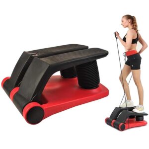 Mini Stepper Health Fitness Climber Air Stepper Machine Portable Twist Stair Stepper Adjustable Resistance Fitness Exercise Machine with Resistance Bands LCD Display Comfortable...