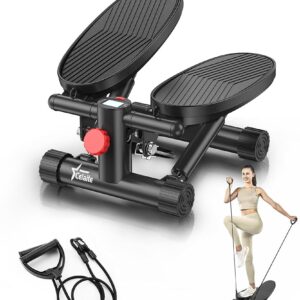 Mini Stepper with Resistance Bands, Steppers for Exercise at Home, 330 lbs Capacity, Adjustable Heights & Exercise Mat, Quiet Hydraulic Full Body Cardio Exercise Stepper Machine...
