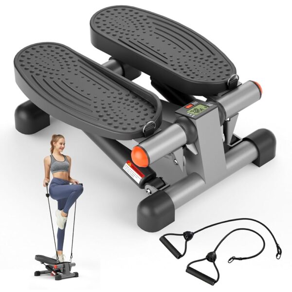 Mini Steppers for Exercise, Stair Stepper with Resistance Bands, Stepper with 330LBS Loading Capacity, Stepper Exercise Equipment with Resistance Bands for Full Body Workout...