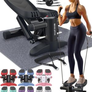 Nordic Lifting Mini Stepper & Stair Climber Machine - w/Resistance Bands Set & Non-Slip Foot Pads - Durable Construction with 330 LBS Weight Capacity - LCD Monitor