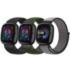 Nylon Loop Compatible with Fitbit Sense 2/Fitbit Sense/Fitbit Versa 4/Fitbit Versa 3 Bands, Women Men Soft Nylon Adjustable Breathable Strap Solo Loop Replacement Wristband
