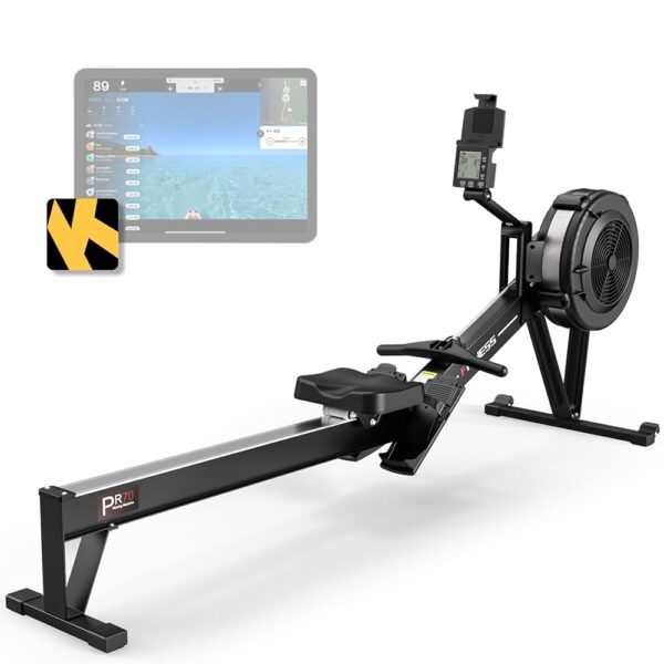 PASYOU Rowing Machine for Home Use - Commercial-Grade Rower Machine Foldable Air Rowing Machine with 10-Level Resistance, Bluetooth Backlit Monitor, Adjustable-Angle Device...