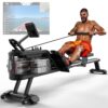 PASYOU Rowing Machines for Home - Row Machine for Cardio Training, Water Rowing Machines with Dedicated Monitor & Bluetooth, 350LBS Weight Capacity