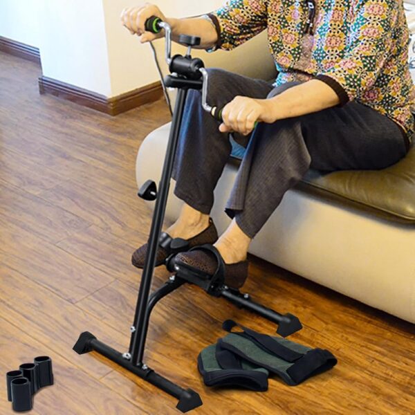 Pedal Exerciser,Elderly Exercise Bike,Pedal Exerciser Bike,Adjustable Fitness Equipment for Seniors,Hand Arm Leg Knee Peddler,Elderly Home Pedal Exercise Bike for Total Body Black