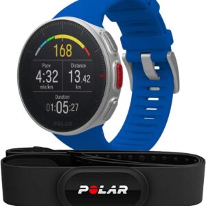 POLAR VANTAGE V – Premium GPS Multisport Watch for Multisport & Triathlon Training (Heart Rate Monitor, Running Power, Waterproof), Pro (Includes H10 HRM Chest Strap), Blue