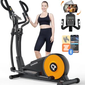 pooboo Elliptical Machine, Elliptical Exercise Machine with 16-Level Resistance&Hyper-Quiet Magnetic Driving System, Elliptical Machine for Home with LCD Monitor&15.5IN Stride,...