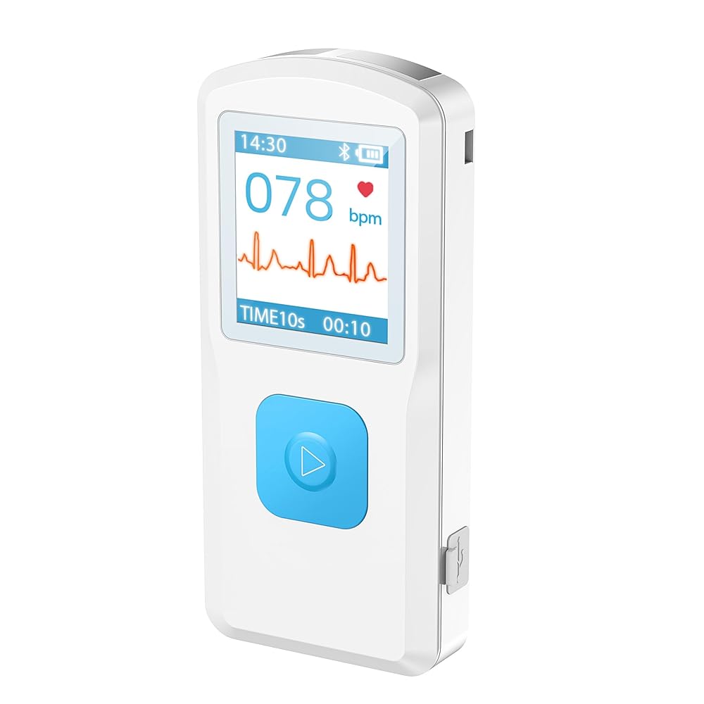 Portable ECG Monitor EKG Monitor Equipped with LCD Screen and Storage Record ECG and Heart Rate Anytime and Anywhere Instant Result in 10 Seconds Compatible with Smartphone and... Portable ECG Monitor EKG Monitor Equipped with LCD Screen and Storage Record ECG and Heart Rate Anytime and Anywhere Instant Result in 10 Seconds Compatible with Smartphone and...