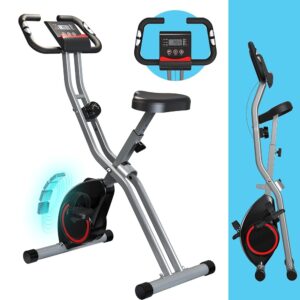 Portable Upright Exercise Bike Stationary Bikes for Home, Indoor Foldable Workout Bike with 16-Level Quiet Magnetic Resistance, 300LBS Capacity, 5.5 LBS Flywheel, 2024 Designed...